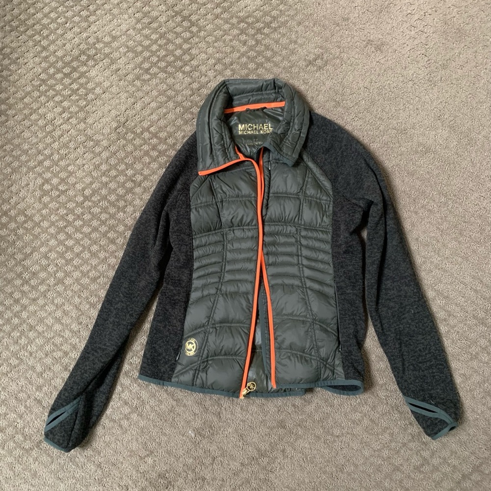 Michael Kors Green&Gray Zippered Sweatshirt Size M